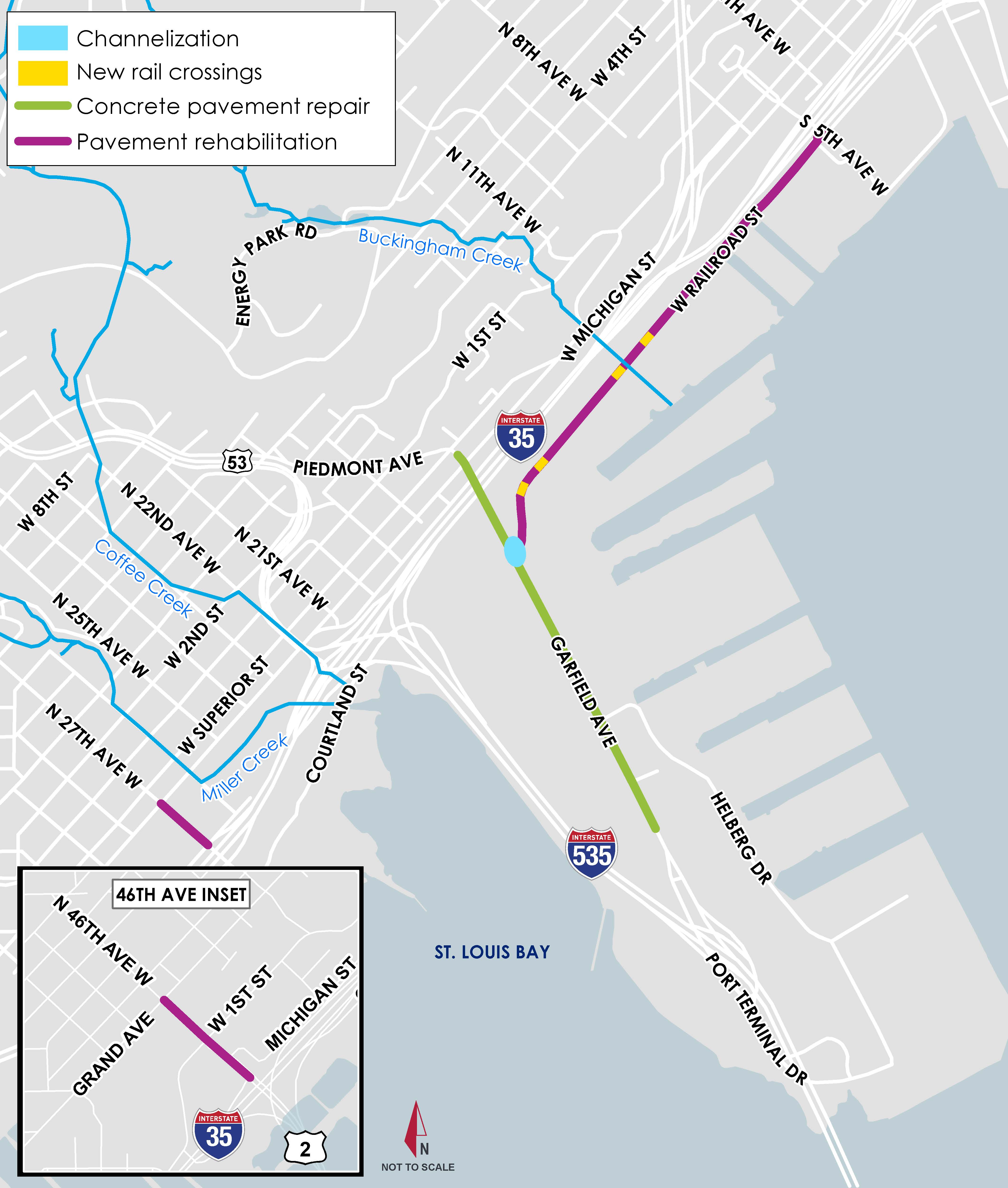 Map showing proposed 2019 improvements