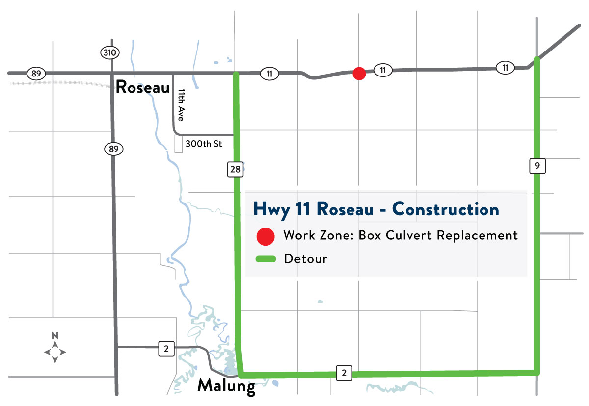 Highway 11 east of Roseau project map