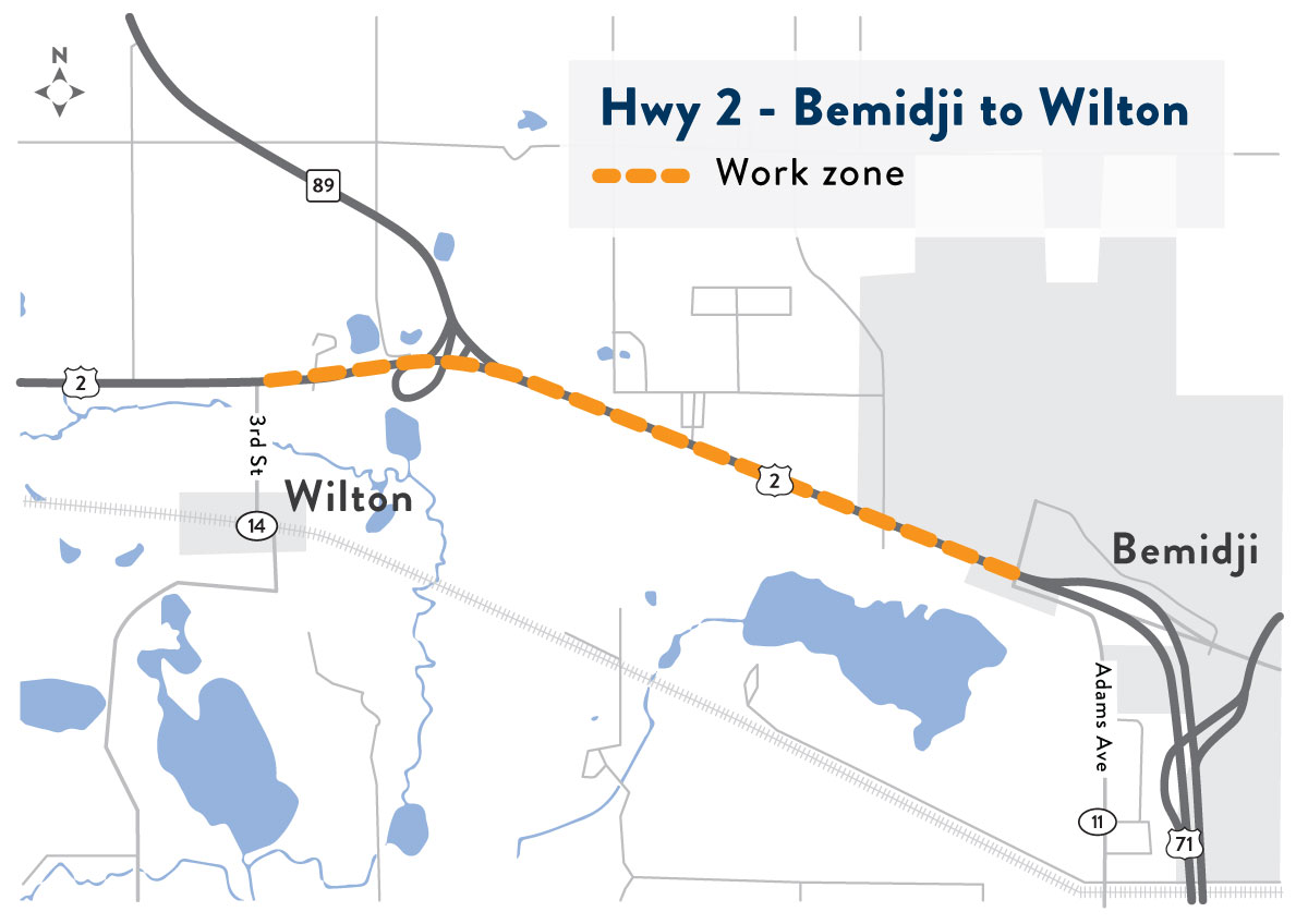 Hwy 2 Bemidji to Wilton Project Map