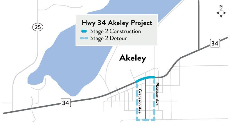Graphic showing stage two detour onto fourth street