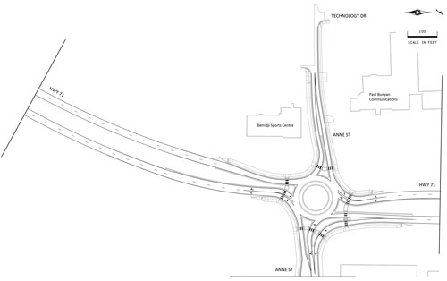 view of the final roundabout layout
