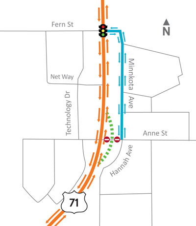 graphic of three-lane section