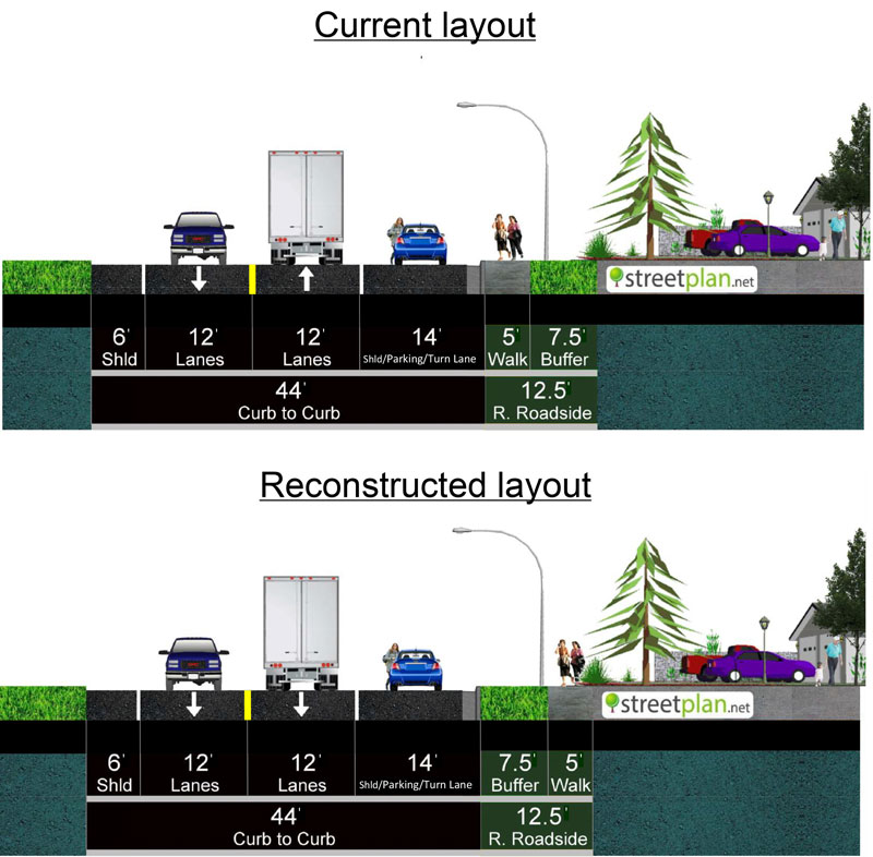 Click to enlarge Layout for 4th Street North to Broadway Street on Highway 75