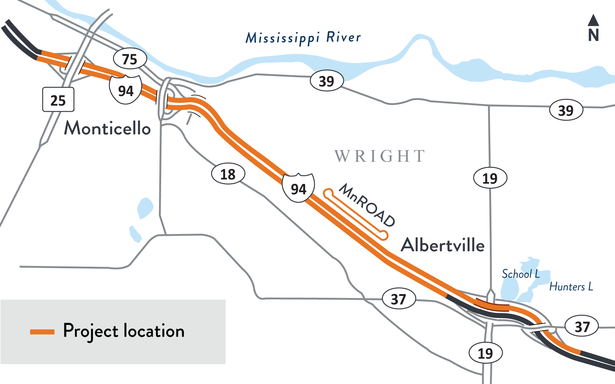 Project location map on I-94 Albertville to Monticello