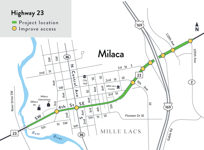 Hwy 23 Milaca project location map