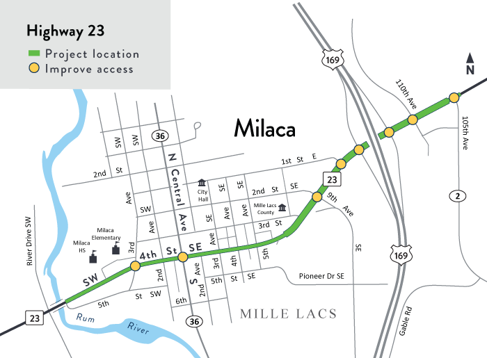 Hwy 23 Milaca project location map Hwy 23 Milaca project location map