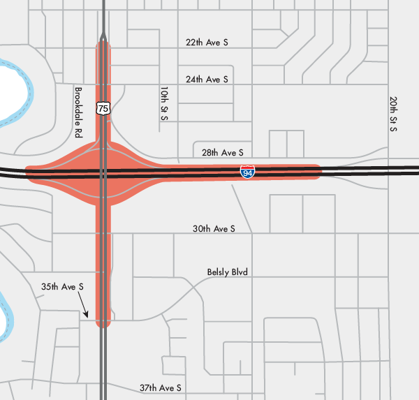 Moorhead interchange map