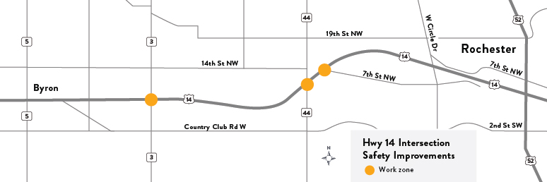 Map of Hwy 14 Intersection Improvement project