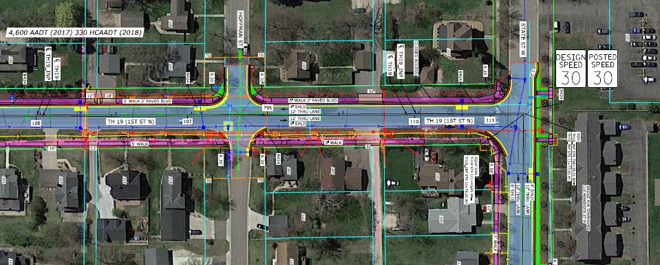 Design concept of proposed changes on Hwy 19 from Hoffman St. to State St. W