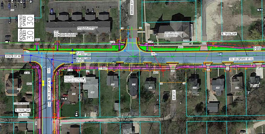 Design concept of proposed changes on Hwy 19 from State St. W to Elm St.