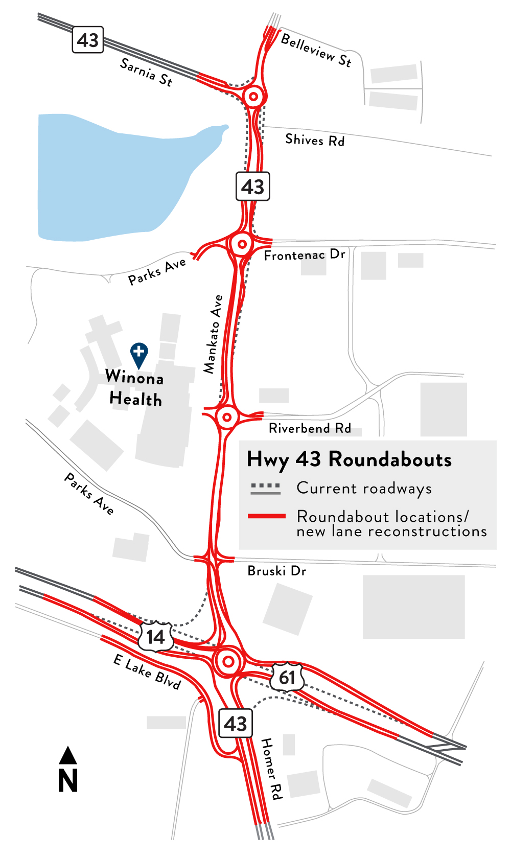 Hwy 43 roundabouts project map