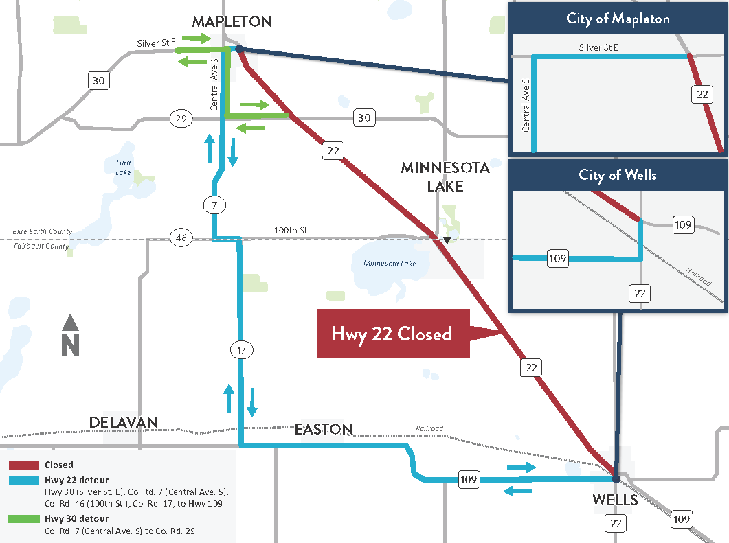 Highway 22 detour map