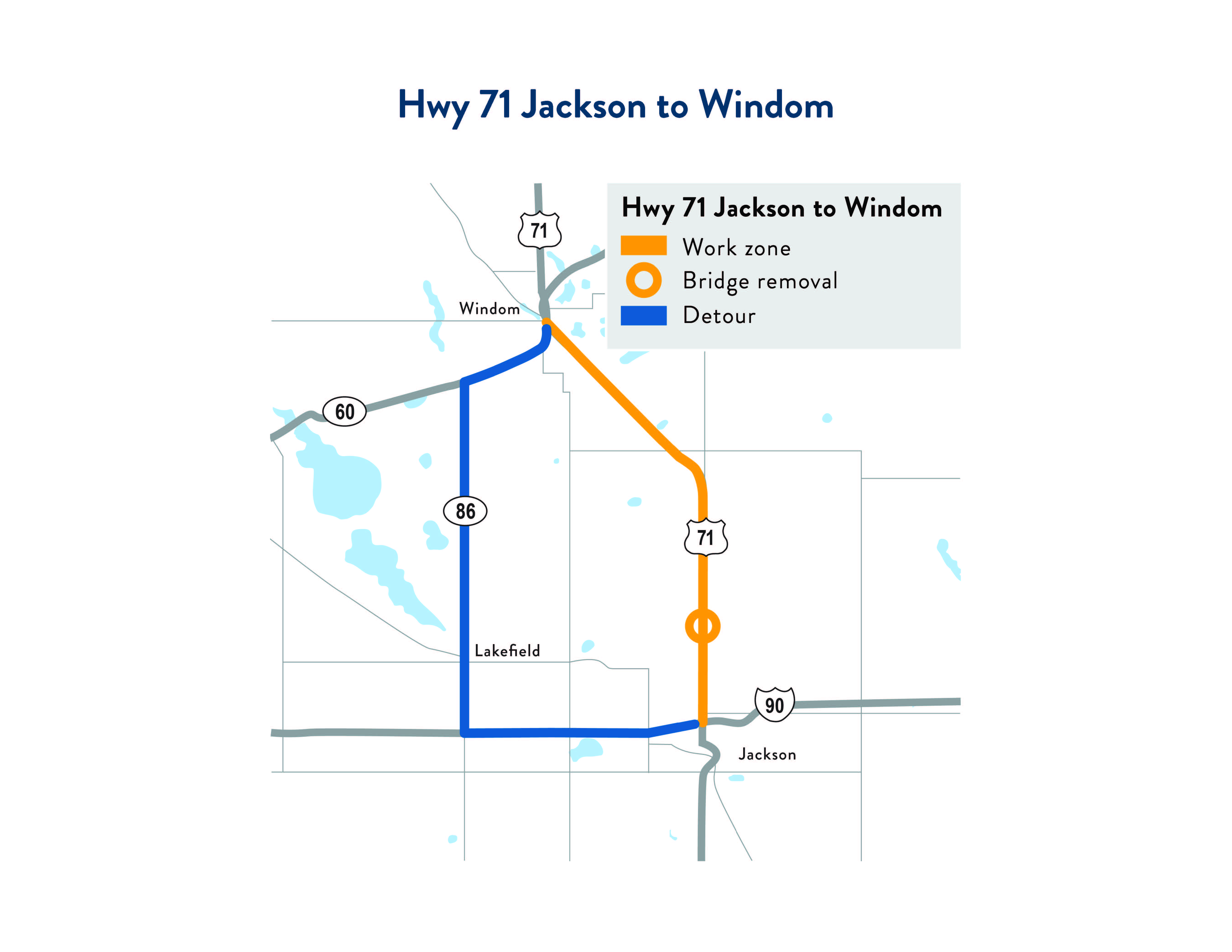 Hwy 71 Jackson to Windom map