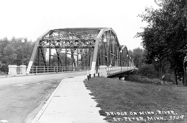 1937 Minnesota River Bridge postcard photo with original lighting.
