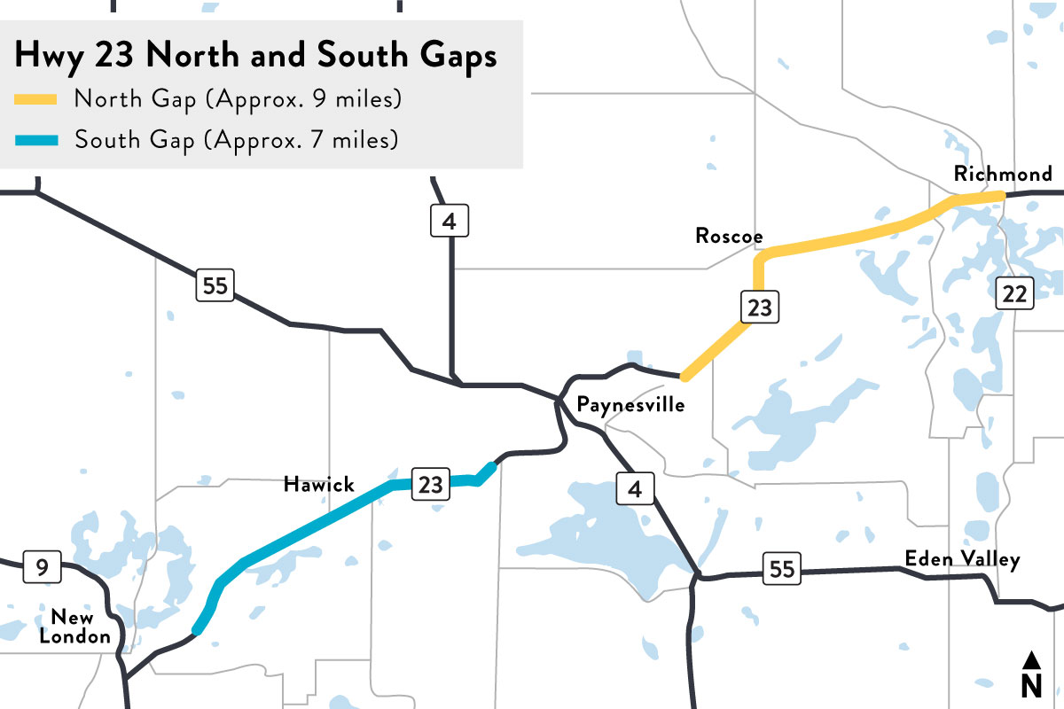 Map of 4 lane expansion of Hwy 23