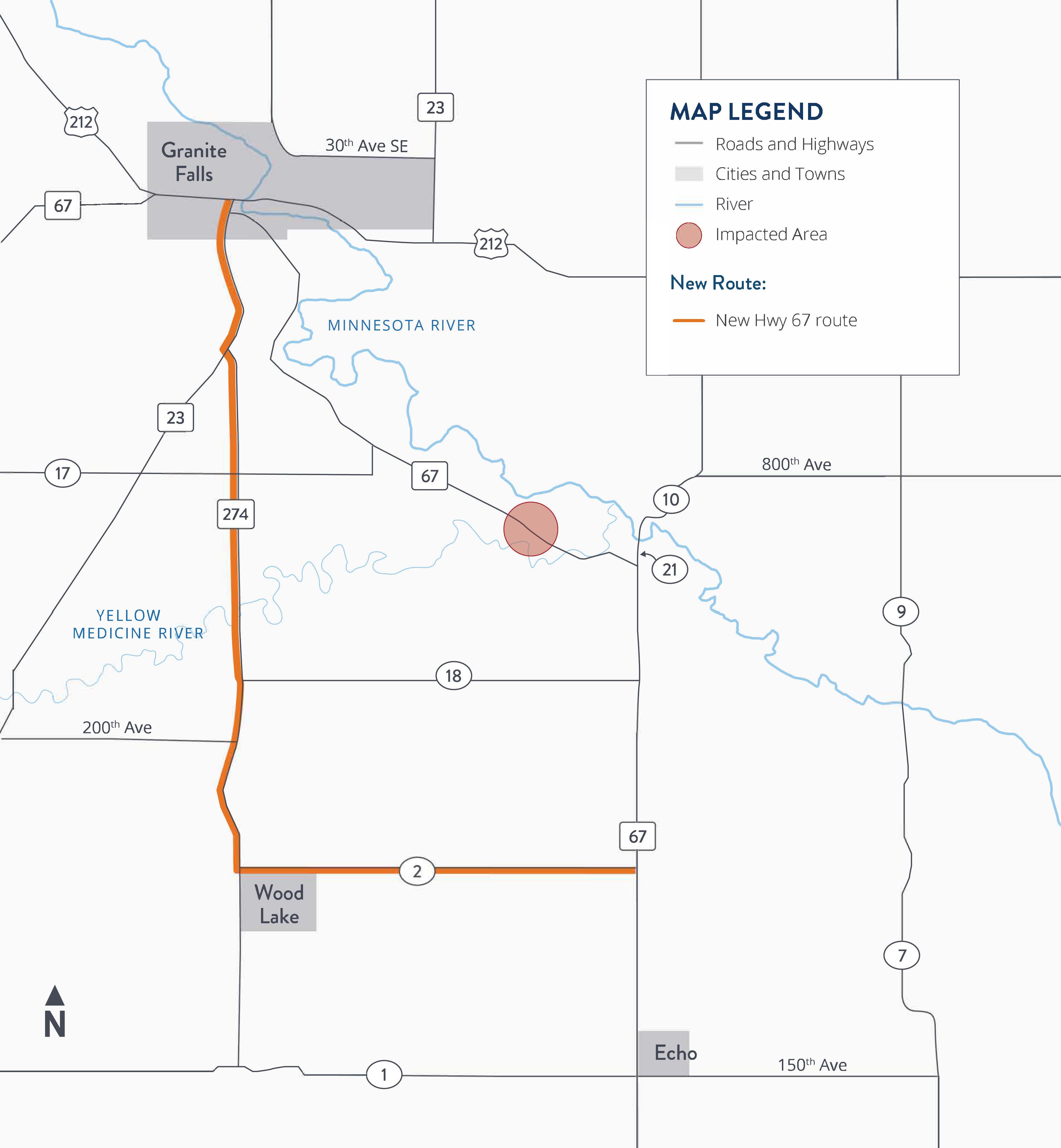 map of Hwy 67 detour