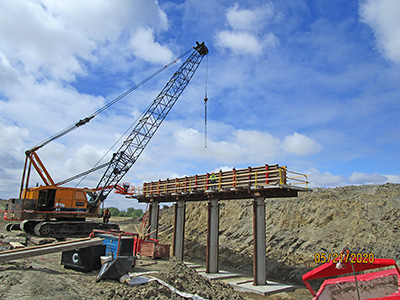 Willmar Wye photo for May 26, 2020 Preparing the west pier cap of the US 12 bridge for concrete.
