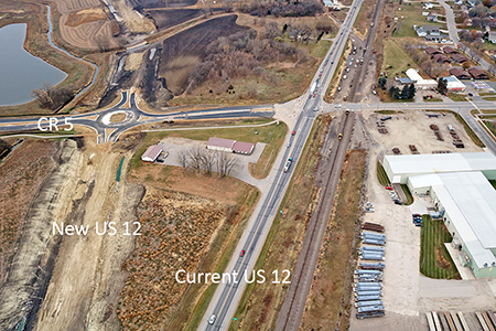 New US 12 on the left and current US 12 on the right