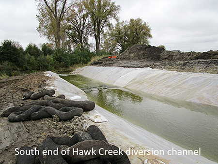 South end of Hawk Creek diversion channel