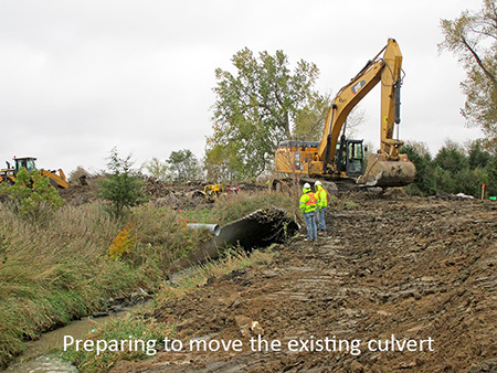 Preparing to move the existing culvert