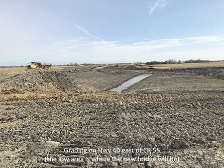 Grading on Highway 40 east of County Road 55 (the low area is where the new bridge will be)