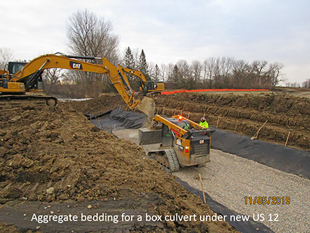 Aggregate bedding for a box culvert under new US 12