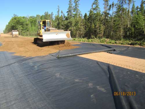 fabric under road during construction