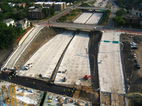 Recently paved highway on the north side of the project, near University Avenue in 2008