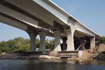 Pouring concrete for the observation plazas surrounding the base of the piers in 2008