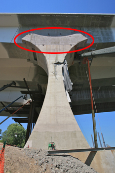 The pier extensions protect the bridge bearings and add to the aesthetic appeal of the structure in 2008
