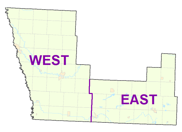 Polk County image map with west and east links