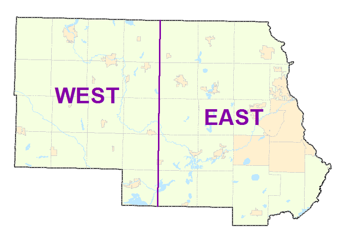 Stearns County image map with west and east links