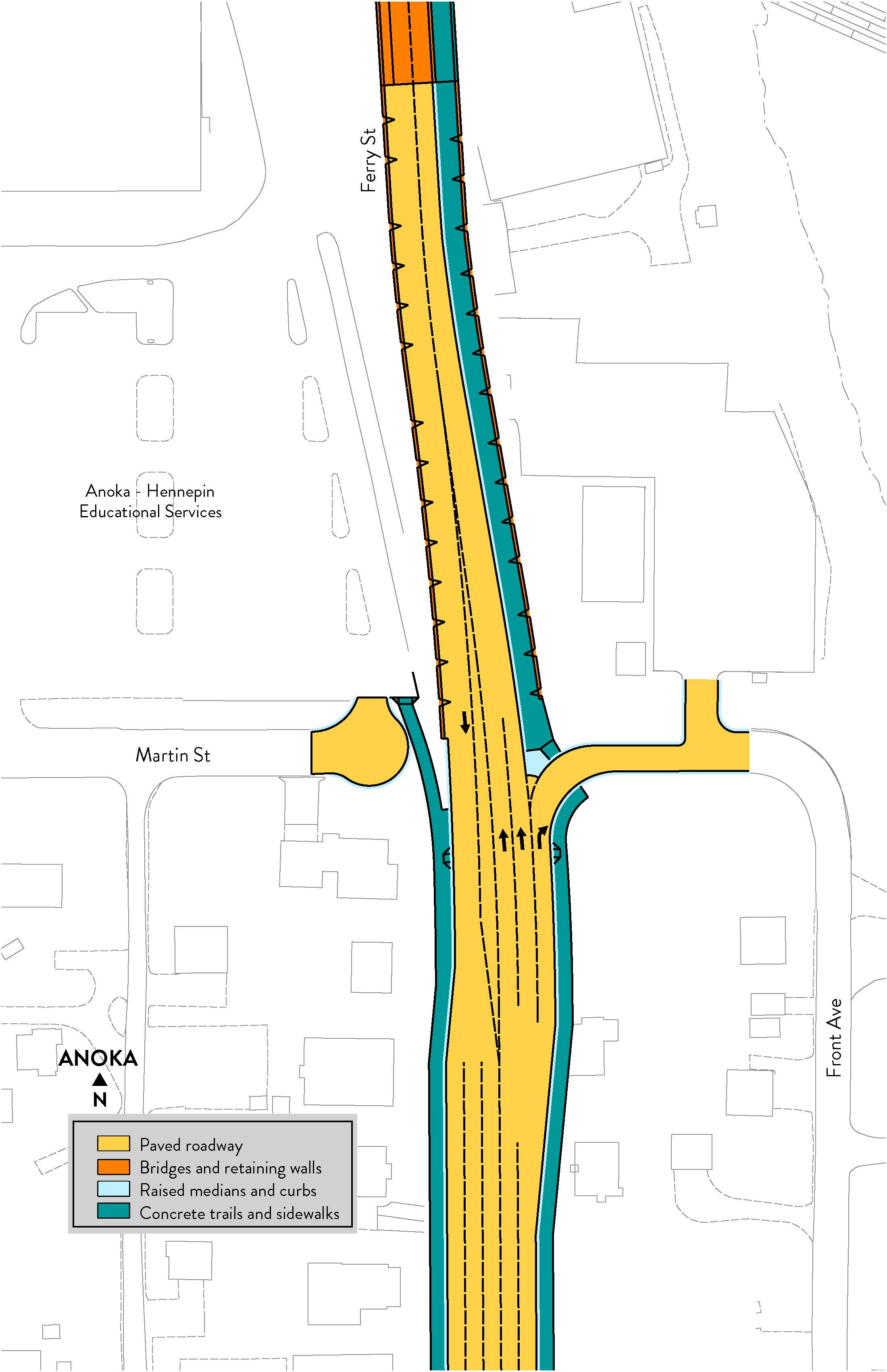 Map of Ferry St. at Martin St. Alternative 1