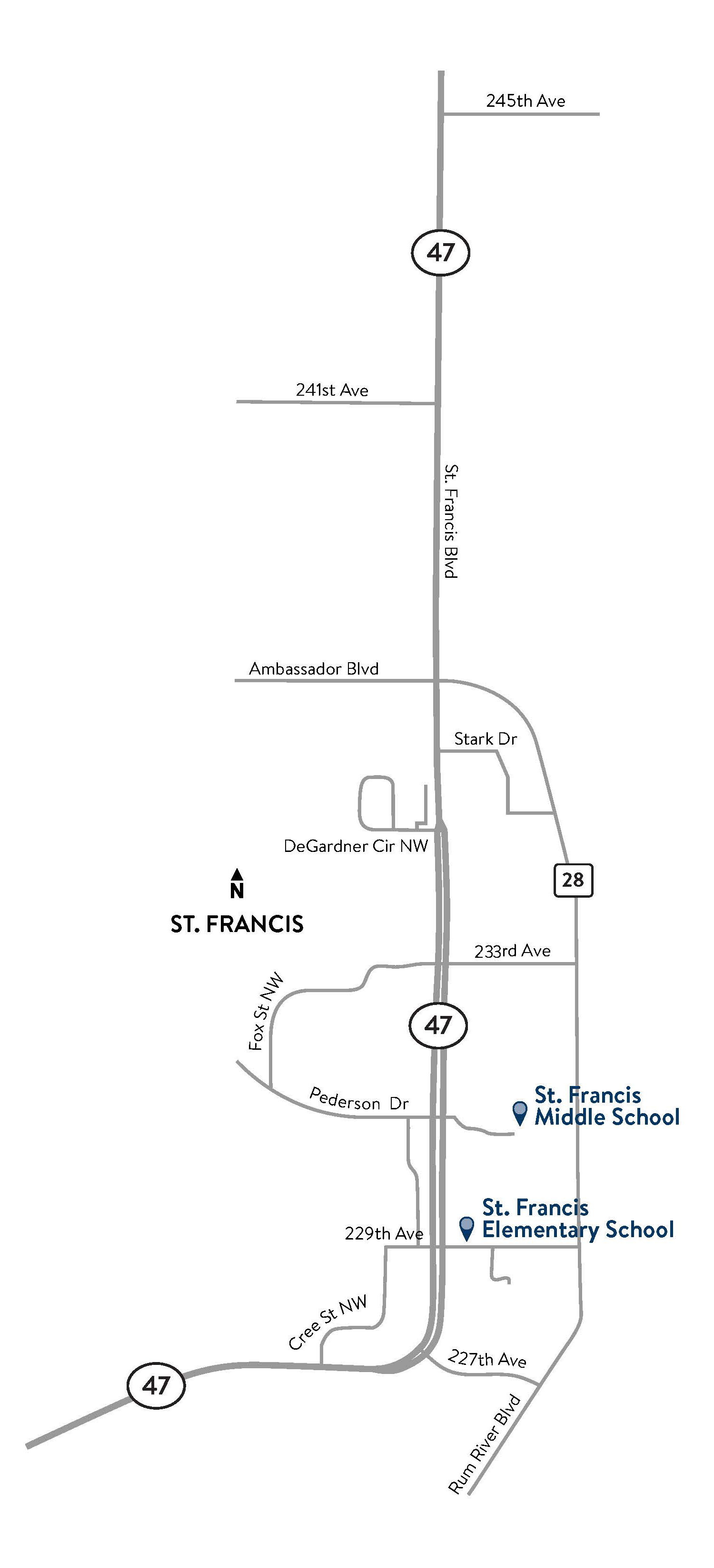 Hwy 47 St. Francis project map