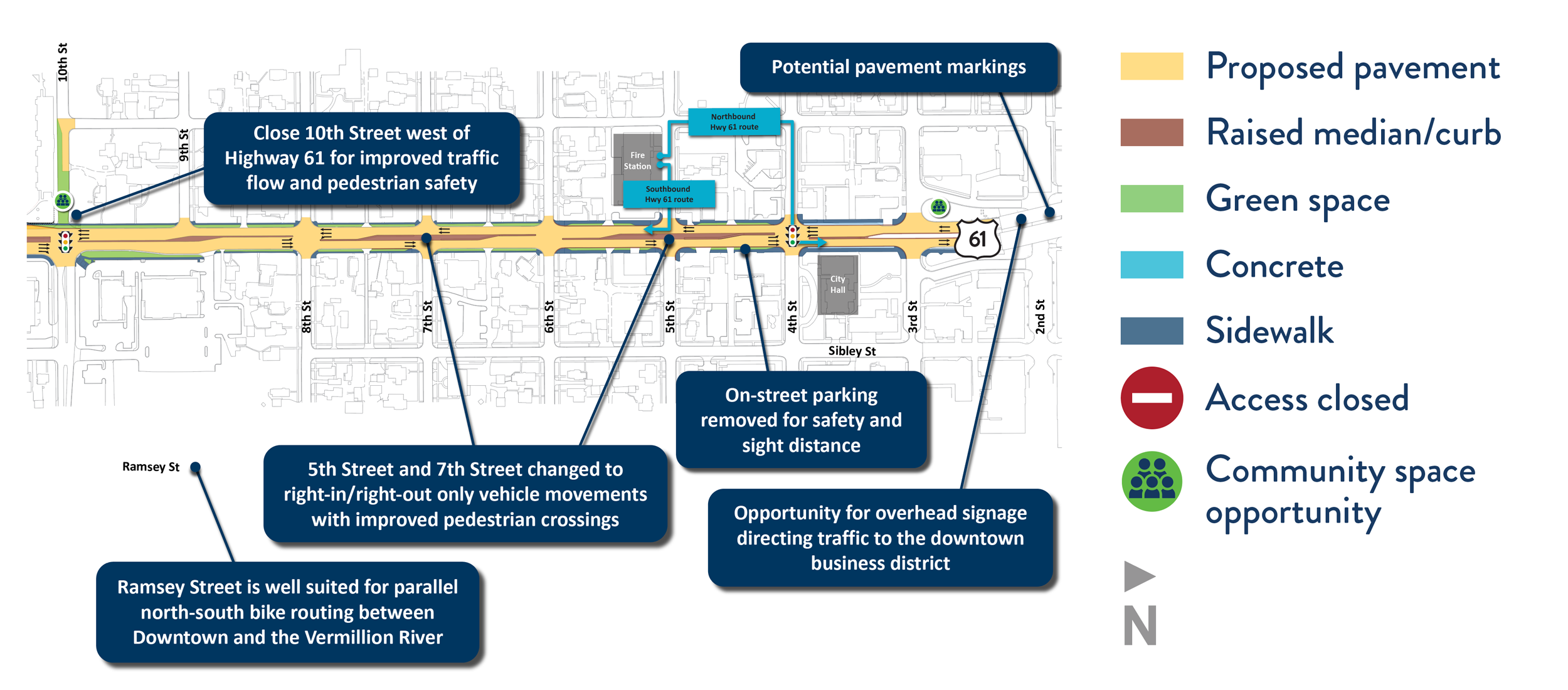 Highway 61 improvement concept in Downtown District