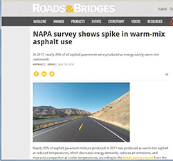 Screenshot of NAPA article in Roads and Bridges publication