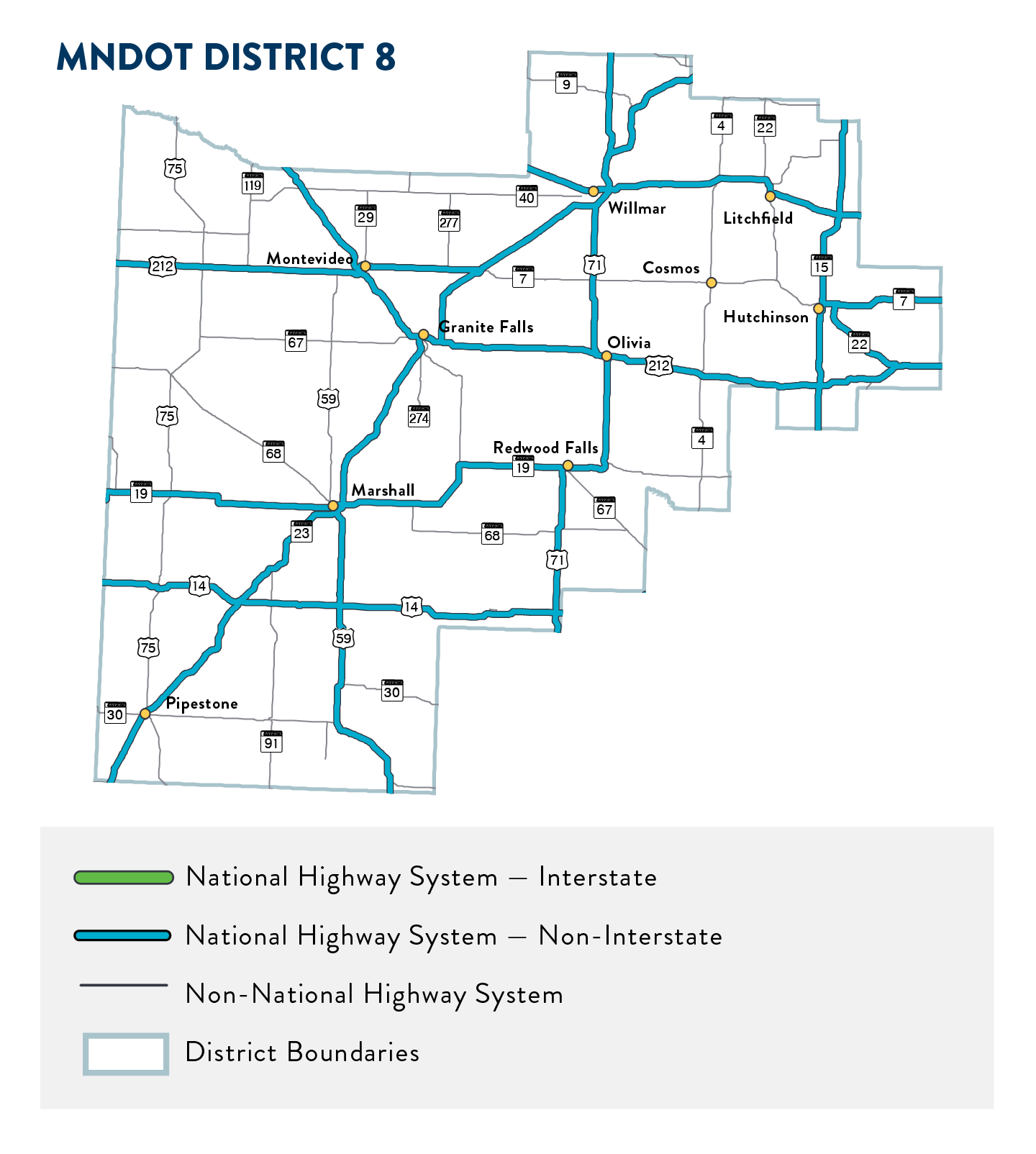 Map of MnDOT District 8