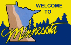 Type III Minnesota State entry sign, rollover image is the exit sign