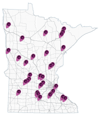 map of Minnesota showing Rural Intersection Conflict Warning System