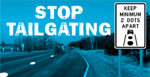 stop tailgating - keep minimun of 2 dots apart