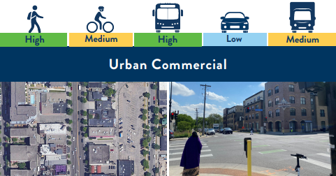An Urban Commercial land use is a small to large size, highly developed area often of mixed commercial and other uses.