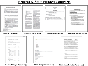 Layout of federal and state funded only contract documents