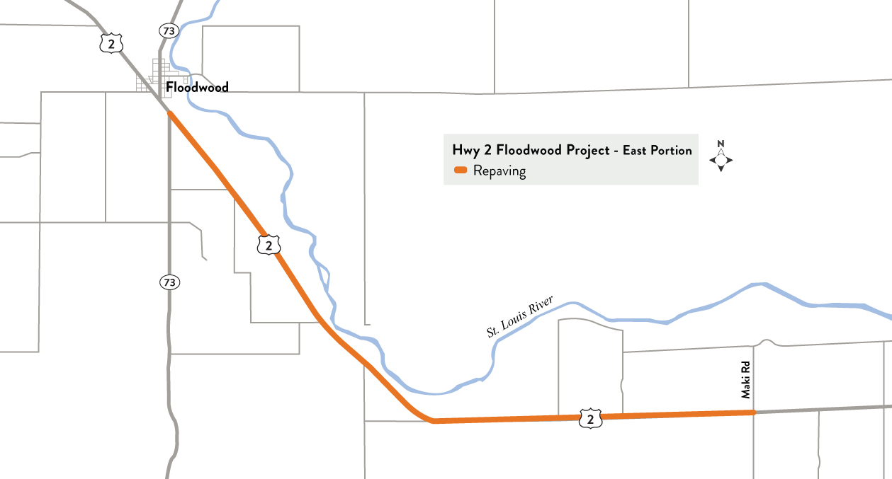 A rendering of the Hwy 2 repaving project east of Floodwood.