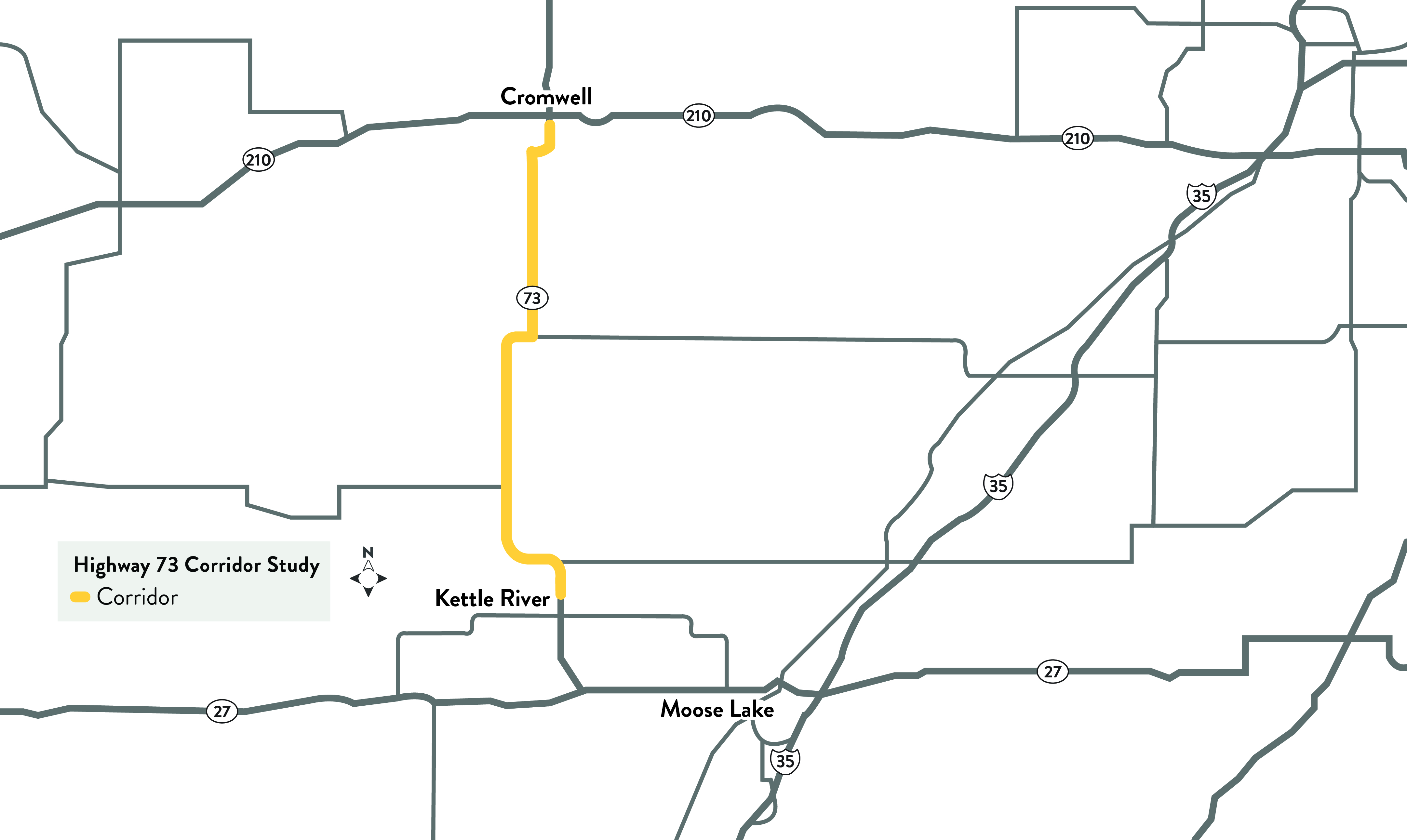 A rendering of the Hwy 73 corridor study from Kettle River to Cromwell.
