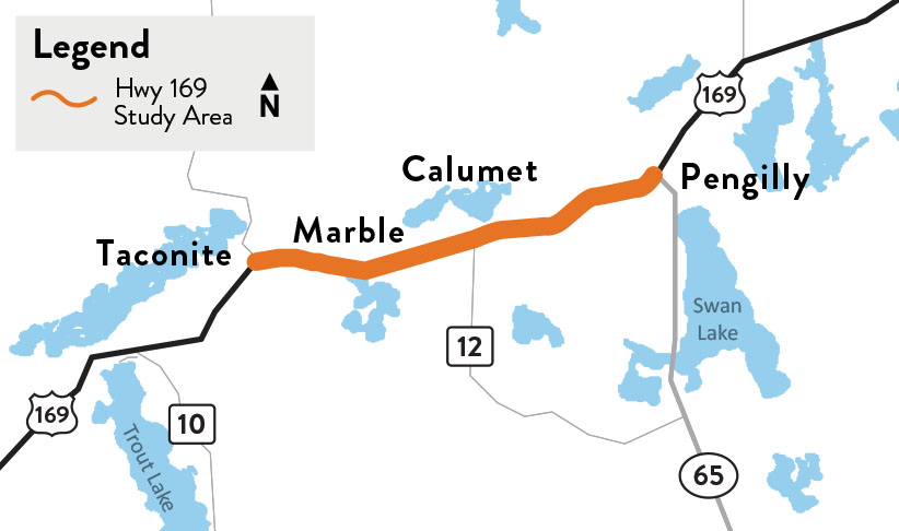 A rendering of the Hwy 169 study from Taconite to Pengilly.