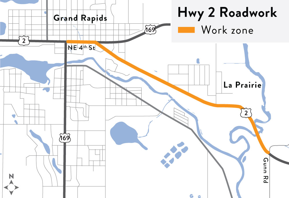 A rendering of the Hwy 2 project through LaPrairie.