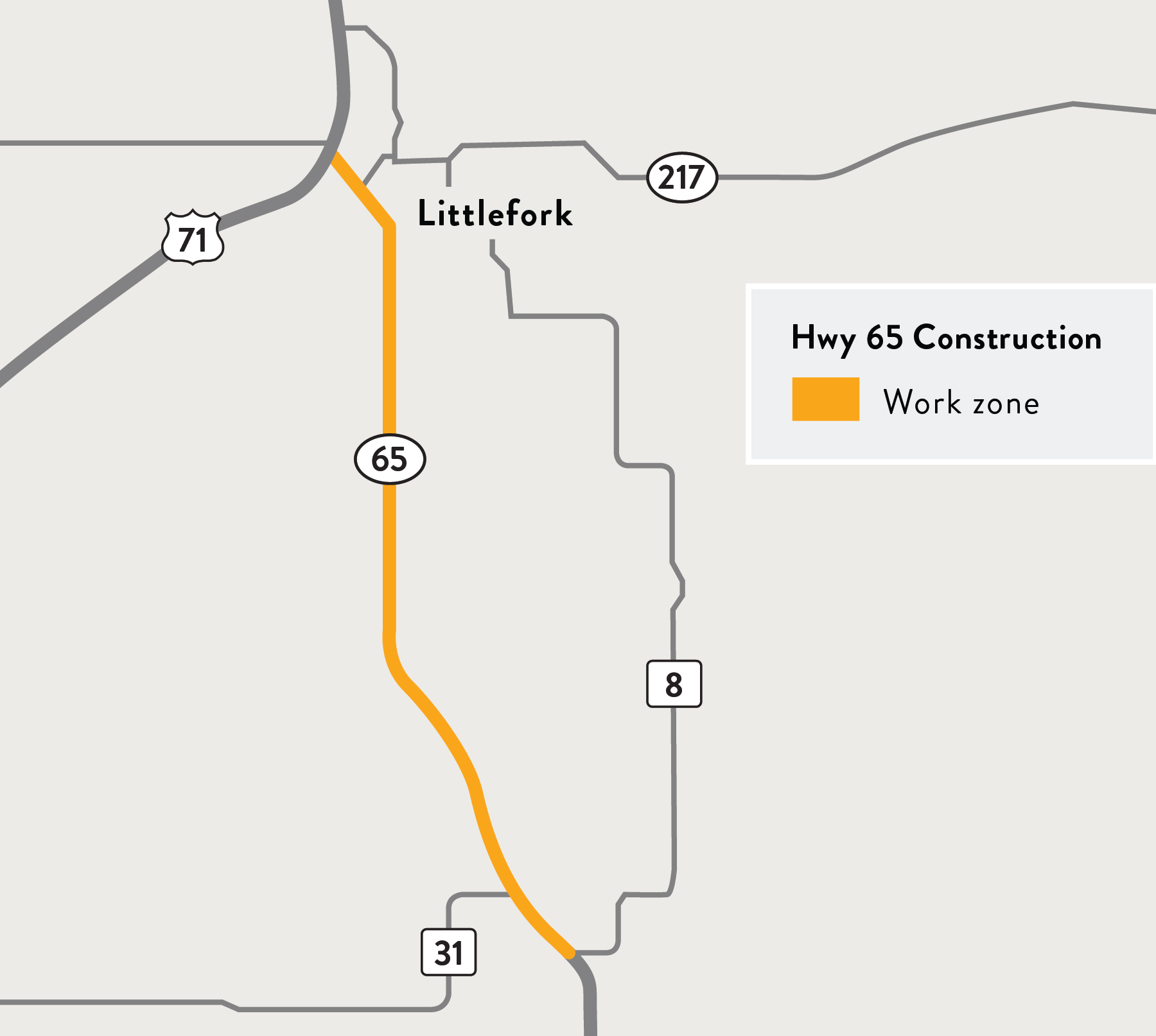 Hwy 65 Little Fork project map