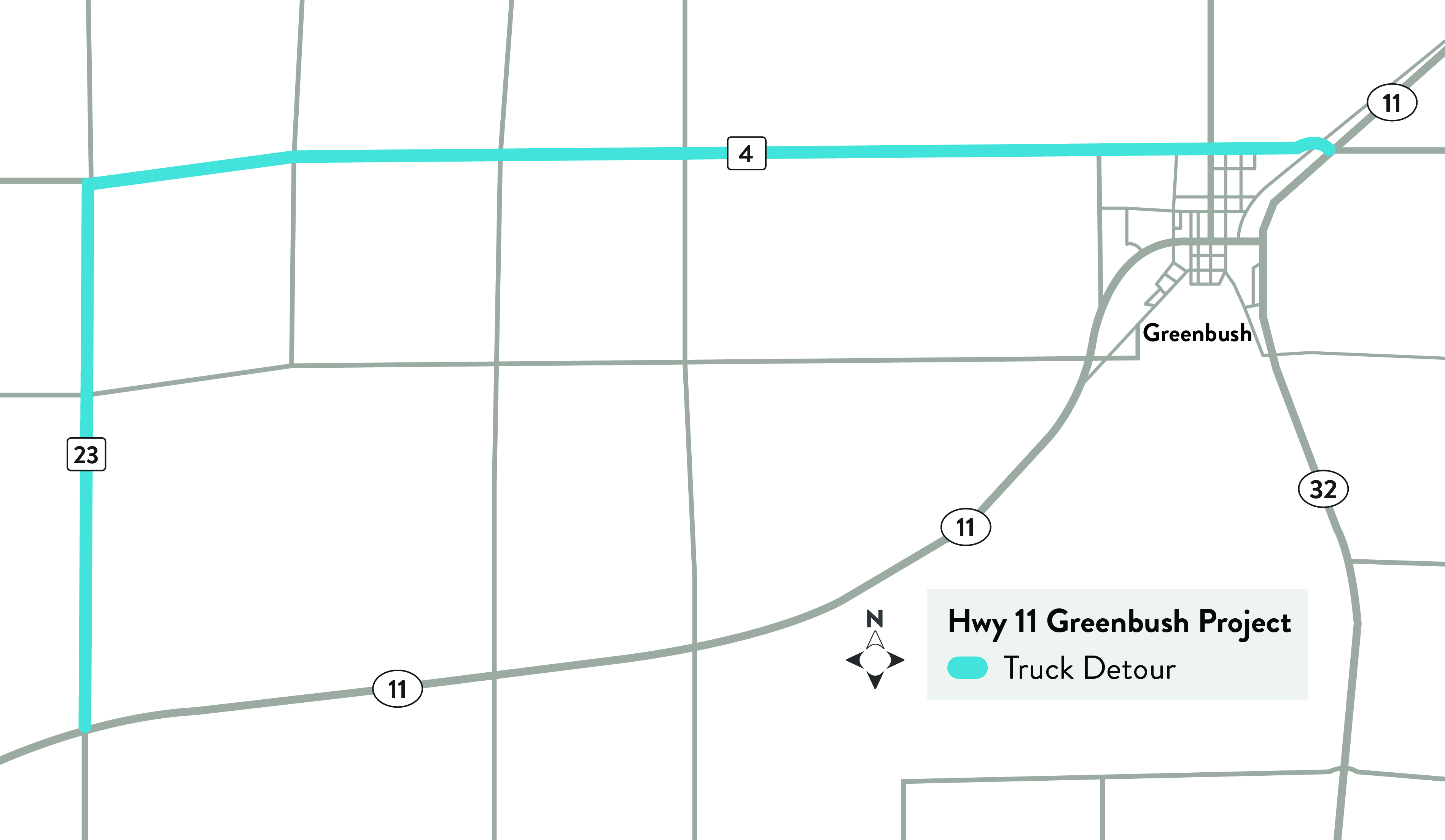 Click to enlarge Map showing truck detour route