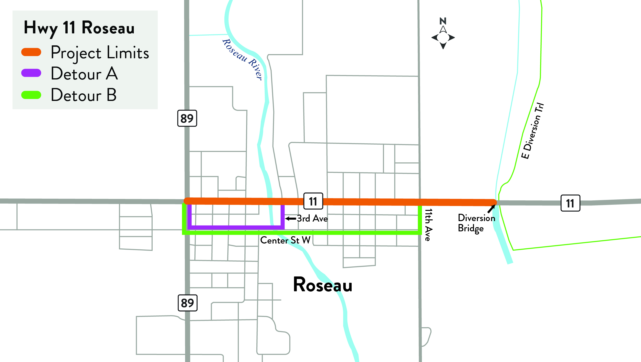 Highway 11 from Highway 89 to the Diversion Bridge Map Highway 11 from Highway 89 to the Diversion Bridge project map