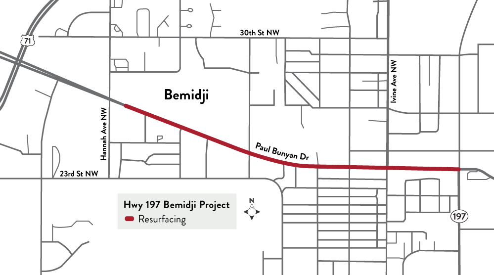 picture of temporary pedestrian improvement project on Bemidji Ave and Sixth Street